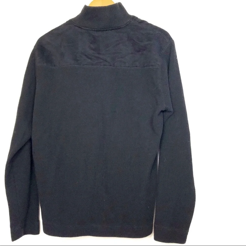 Claiborne Men’s Black Quarter Zip Pullover Sweater Size Medium - Picture 3 of 5